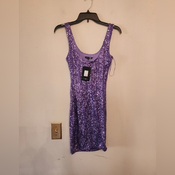 Fashion nova sequin purple mini dress size xs New with tags - Picture 1 of 5